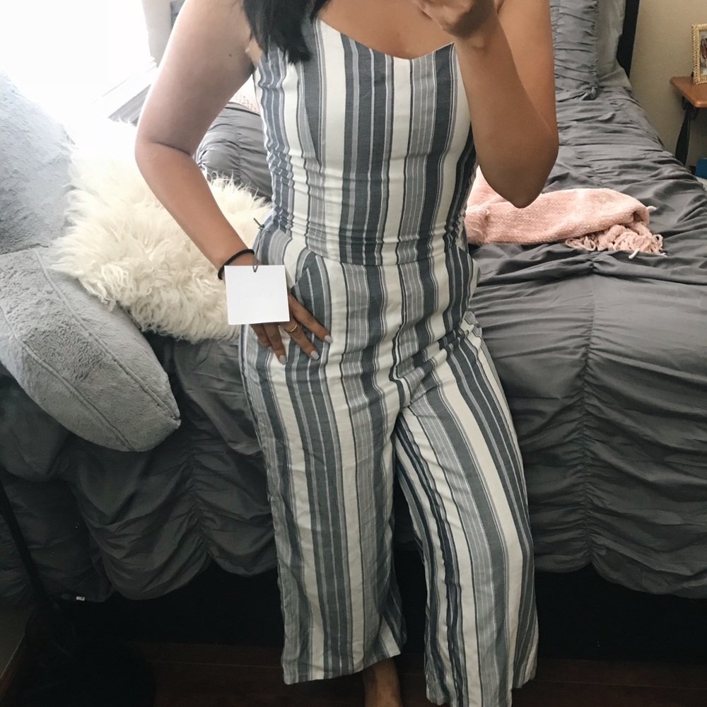 Striped jumpsuit with flare bottoms